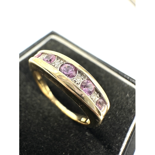 50 - 9ct gold amethyst & diamond ring weight 2.8g