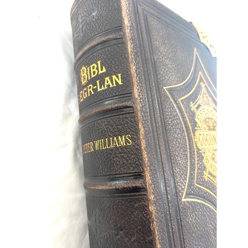 79 - Vintage brass bound family bible Y Bibl cysegr_len peter williams