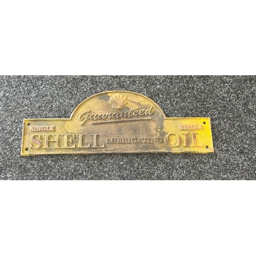 108A - Shell oil cast iron advertising sign, approximate measurements 19 x 7 inches