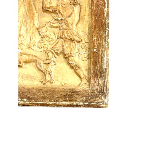 2 - Hunting scene chalk plaque measures approximately 11 inches by 9 inches