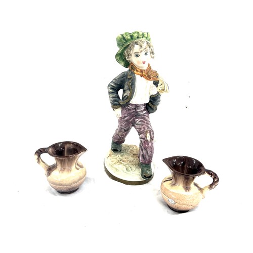 70 - Vintage capodimonte figure and 2 west german jugs