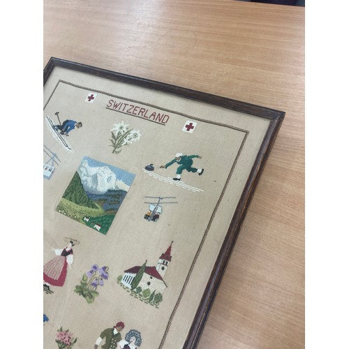 7 - Framed Switzerland embroidery, frame measures approximately