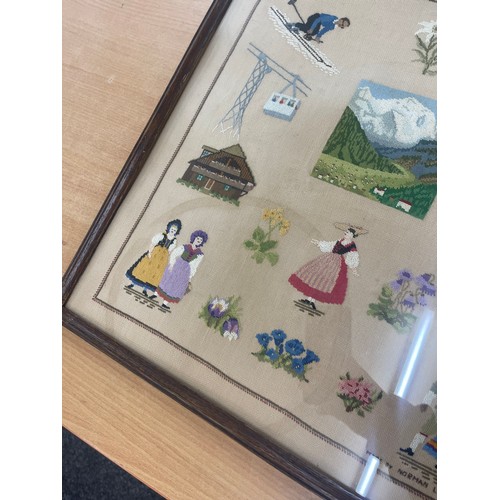 7 - Framed Switzerland embroidery, frame measures approximately