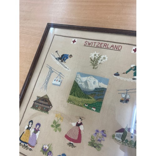 7 - Framed Switzerland embroidery, frame measures approximately