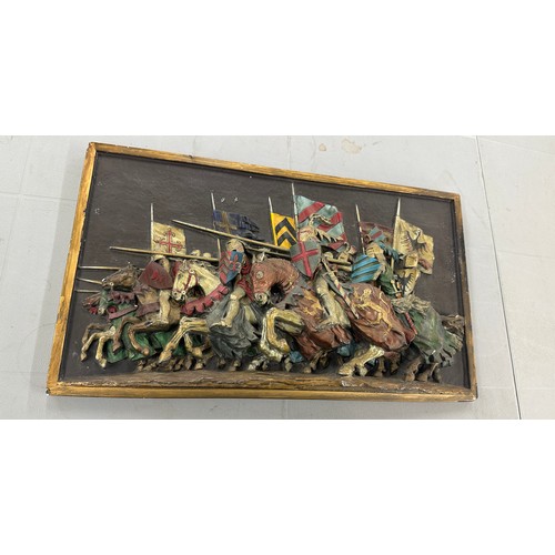 50 - 3d Chalk knight plaque measures approximately 22 inches wide 12 inches long