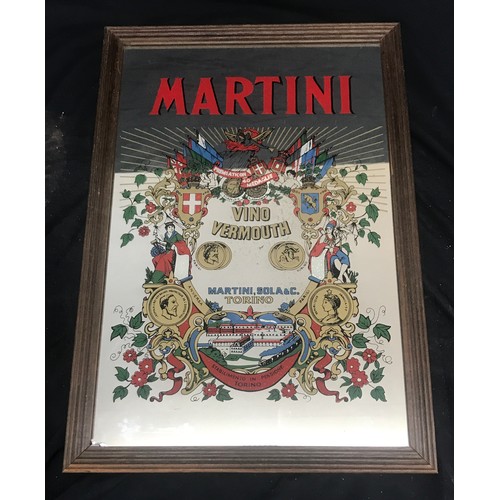 68 - Framed mirrored vintage Martini sign measures approx 14 inches wide by 20 inches tall