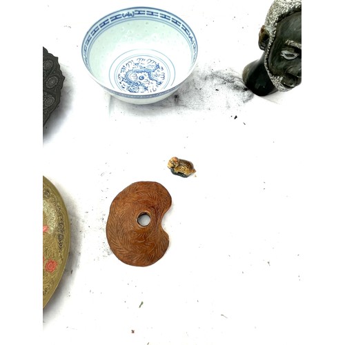 29 - Selection of collectable items includes soap stone, chinese bowl etc