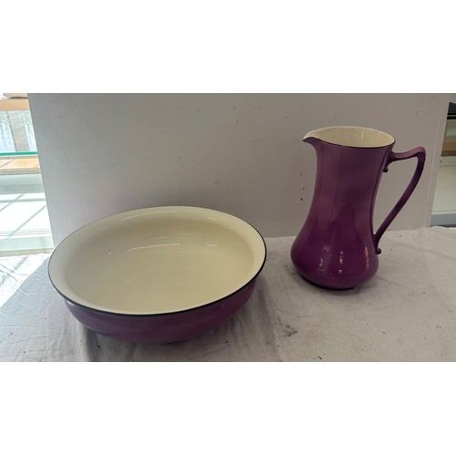 603 - Purple vintage Crown Ducal jug and bowl set, approximate height of jug 13 inches, bowl diameter 16.5... 