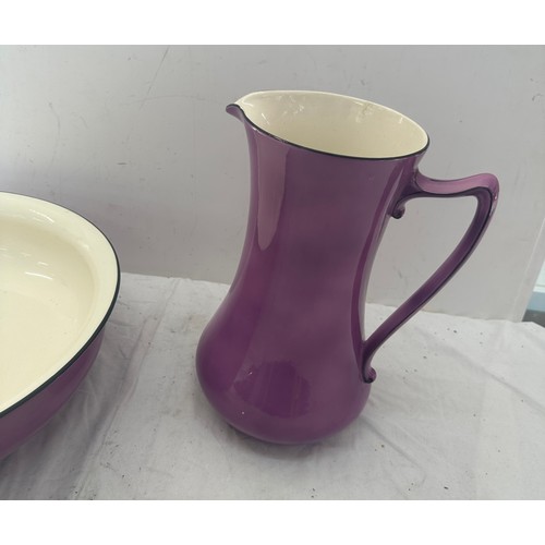 603 - Purple vintage Crown Ducal jug and bowl set, approximate height of jug 13 inches, bowl diameter 16.5... 