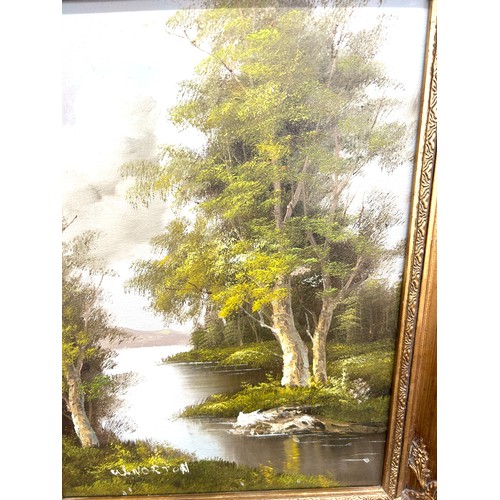 59 - Gilt framed oil on canvas painting signed W.Norton measures approx 19.5 inches tall