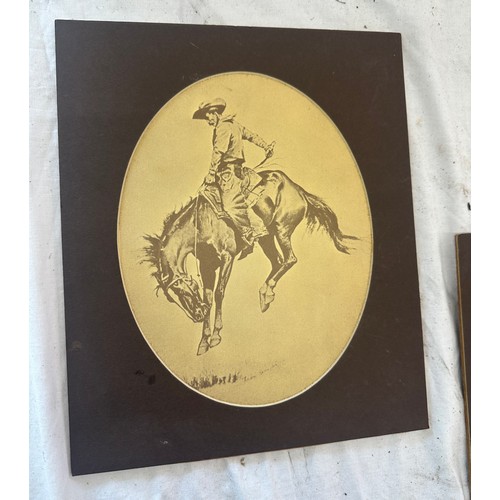 4 - Three Frederic Sackrider Remington prints signed measures approx 12 inches long by 10 inches wide