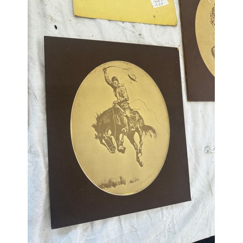 4 - Three Frederic Sackrider Remington prints signed measures approx 12 inches long by 10 inches wide