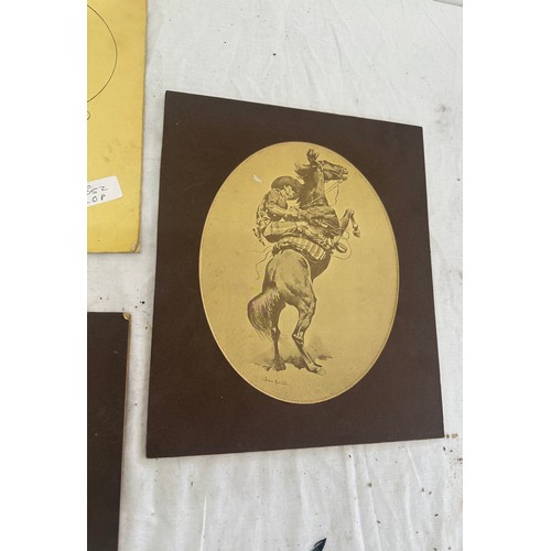 4 - Three Frederic Sackrider Remington prints signed measures approx 12 inches long by 10 inches wide