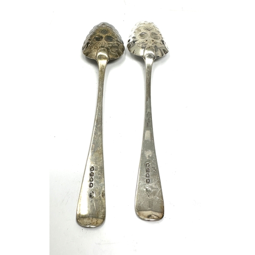 7 - Pair of georgian silver berry spoons