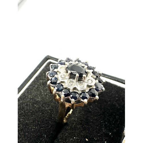 101 - 9ct Gold Sapphire & Diamond Cluster Dress Ring (3.8g)