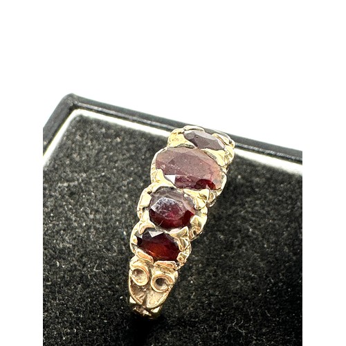 107 - 9ct Gold Garnet 5 Stone Dress Ring (3g)