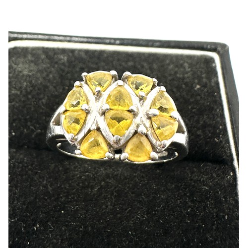 106 - 9ct White Gold & Yellow Gemstone Dress Ring (4.1g)