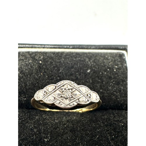 90 - 9ct Gold & Palladium Old Cut Diamond Single Stone Ring (1.6g)