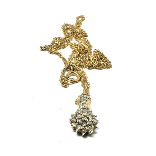 74 - 9ct Gold Diamond Cluster Pendant Necklace (1.6g)