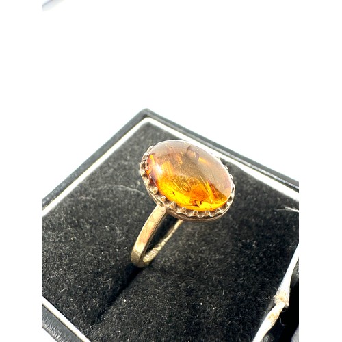 53 - 9ct Gold Amber Single Stone Ring (2g)