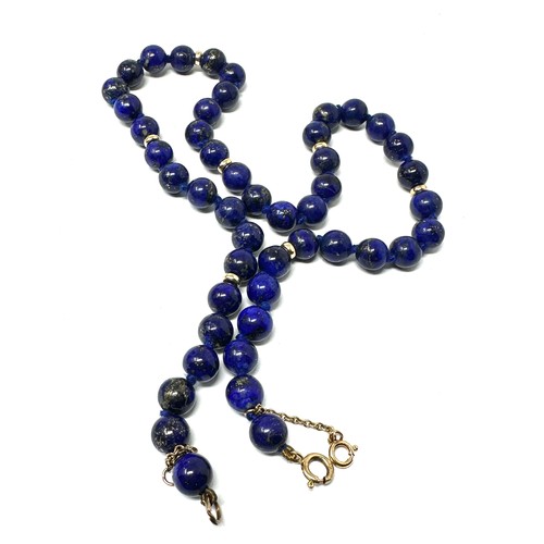 65 - 9ct Gold Lapis Lazuli Single Strand Necklace (39.8g)