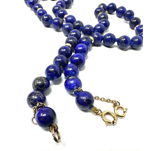 65 - 9ct Gold Lapis Lazuli Single Strand Necklace (39.8g)