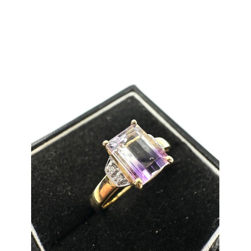 62 - 9ct Gold Amethyst & diamond Ring  (2.9g)