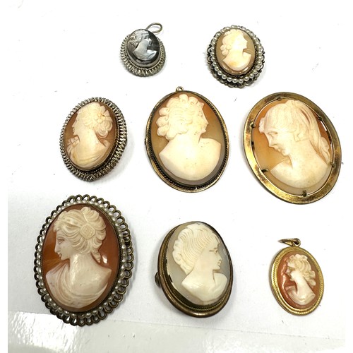 429 - Eight vintage Carved Shell Cameo Jewellery Pieces (55g)