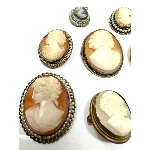 429 - Eight vintage Carved Shell Cameo Jewellery Pieces (55g)