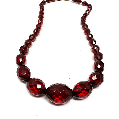 446 - A Faceted Prystal Cherry Bakelite Bead Necklace (36g)