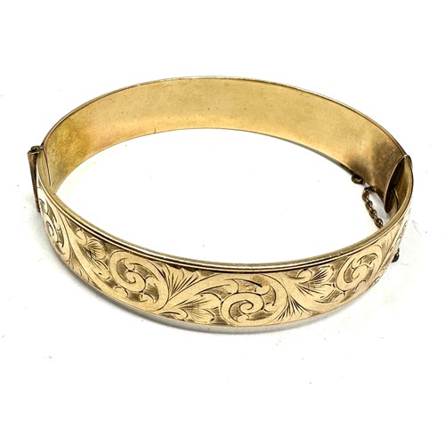 475 - A Vintage 9ct Rolled Gold Floral Design Bangle (39g)