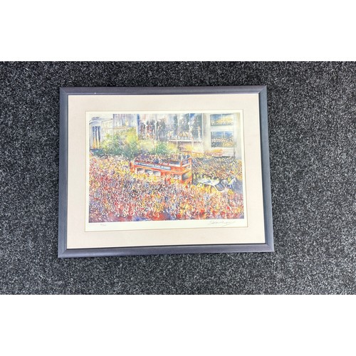 255 - Limited edition (72/700) J Arnott 1999 Manchester Pride parade with red double decker bus, Pencil si... 