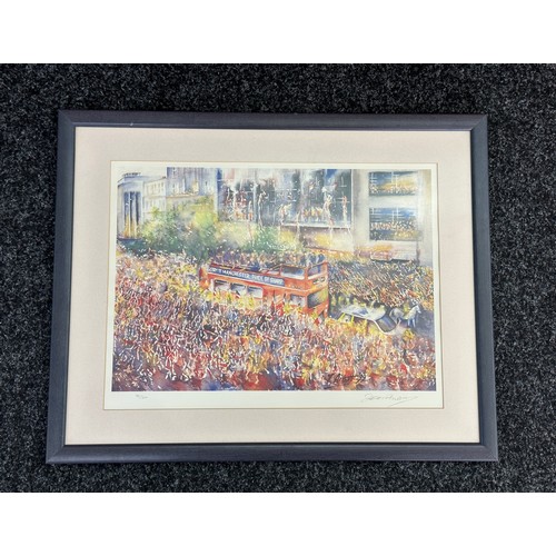 255 - Limited edition (72/700) J Arnott 1999 Manchester Pride parade with red double decker bus, Pencil si... 