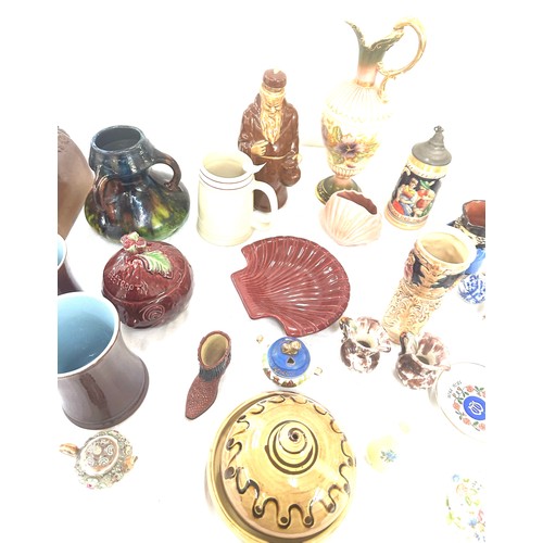 120 - Selection of pottery miscellaneous to include Steins, Sylvac beetroot, 3 handled vase, Denby mugs, h... 