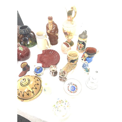 120 - Selection of pottery miscellaneous to include Steins, Sylvac beetroot, 3 handled vase, Denby mugs, h... 