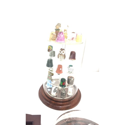 77 - Selection of assorted novelty thimbles, cases and display stands