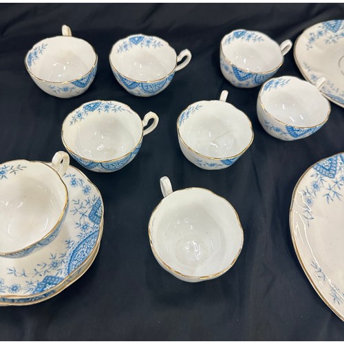 591 - Part blue and white tea service, flower pattern, No188335