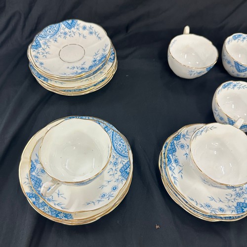 591 - Part blue and white tea service, flower pattern, No188335