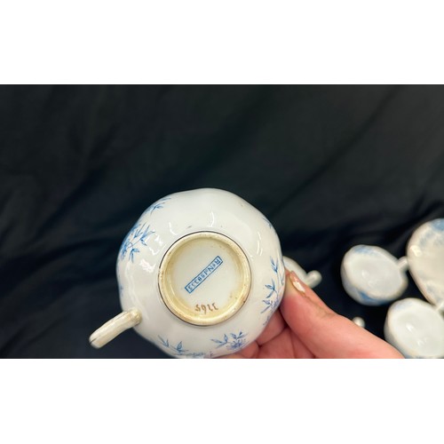 591 - Part blue and white tea service, flower pattern, No188335