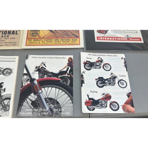 62 - Selection of motobike memorabilia includes harley davidson, brooklands etc