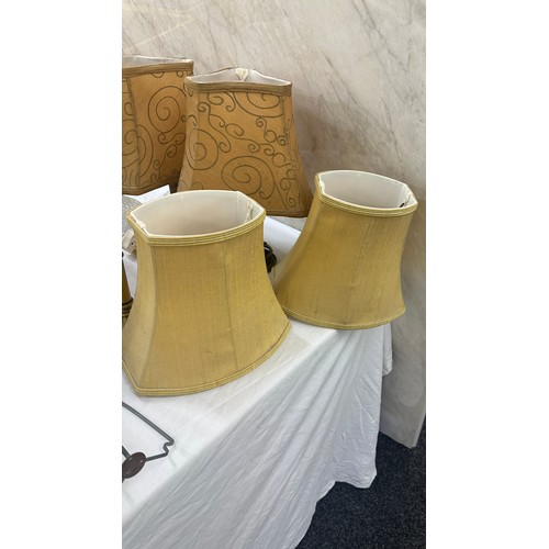 240 - Large selection of vintage and later lamps and shades includes glass, pottery, brass etc