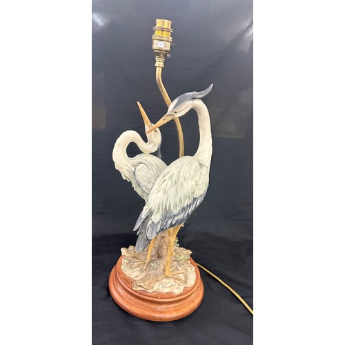 257 - Signed heron base table lamp height 22 inches tall