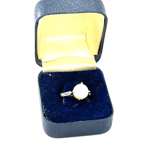 581 - Art Deco antique pearl and diamond set ring, mount tests as palladium, approximate weight 3.2g