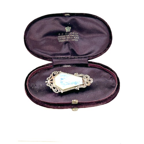 580 - Antique Georgian cut steel brooch containing a miniature under glass