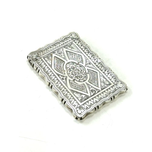 587 - Victorian hallmarked silver card case by George Unite, hallmarks for Birmingham 1873