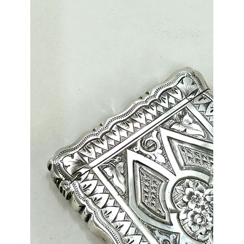 587 - Victorian hallmarked silver card case by George Unite, hallmarks for Birmingham 1873