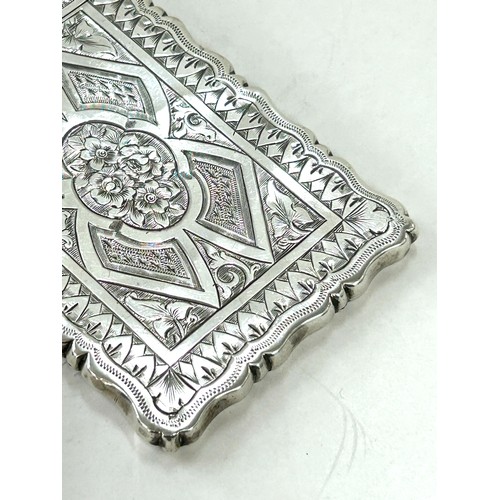 587 - Victorian hallmarked silver card case by George Unite, hallmarks for Birmingham 1873