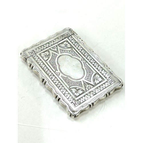 587 - Victorian hallmarked silver card case by George Unite, hallmarks for Birmingham 1873