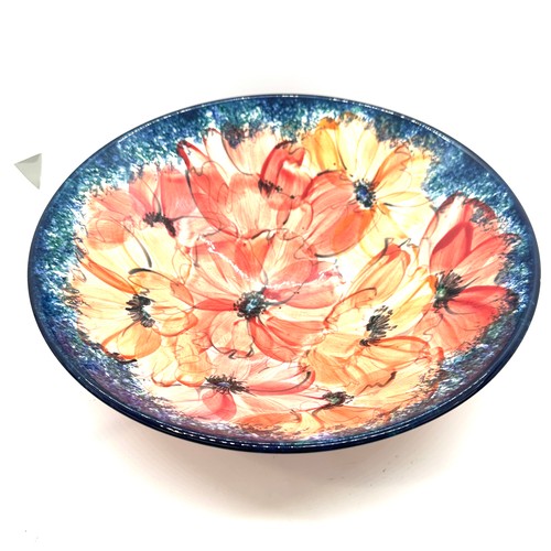 602 - Valerie Shelton bowl poppy bowl 21 inches diameter 3.5 inches tall