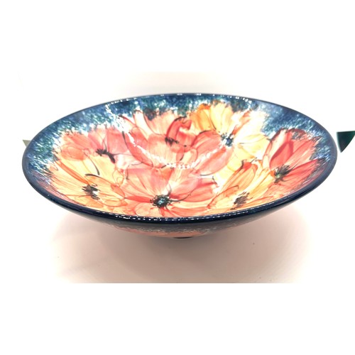 602 - Valerie Shelton bowl poppy bowl 21 inches diameter 3.5 inches tall